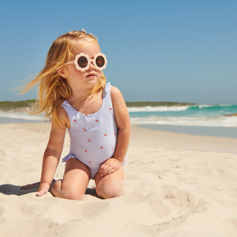 Maillot de bain 1 pièce rayé et imprimé cerises pour bébé fi