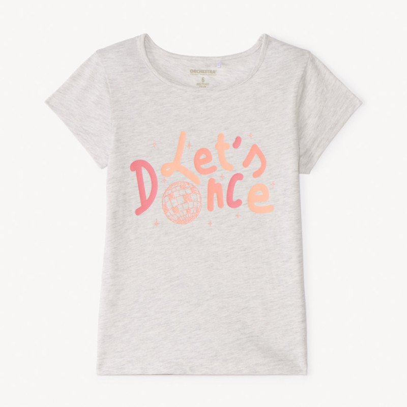 T-shirt manches courtes printé à paillettes fille