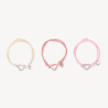 Lot de 3 bracelets ajustables avec pendentif cœur fille