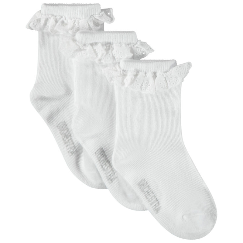 Lot de 3 paires de chaussettes à volants brodés pour bébé fi