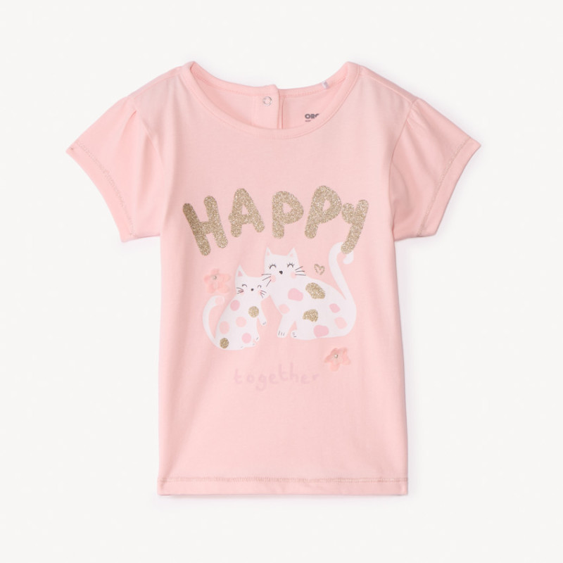 T-shirt manches courtes à fleurs 3D pour bébé fille