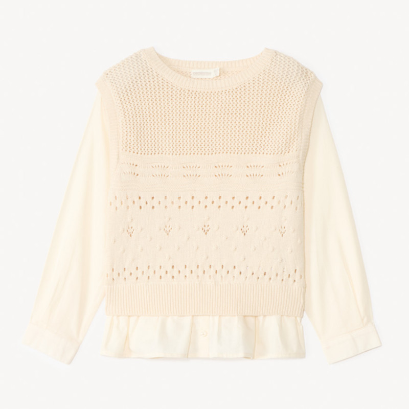 Pull 2 en 1 chemise + pull sans manches fille