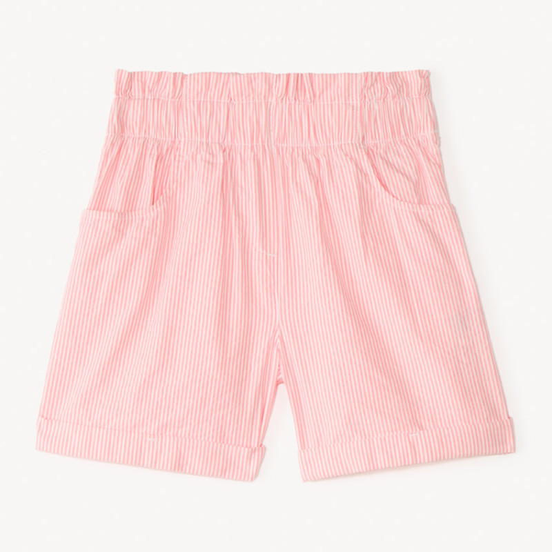 Short paperbag en toile rayée fille