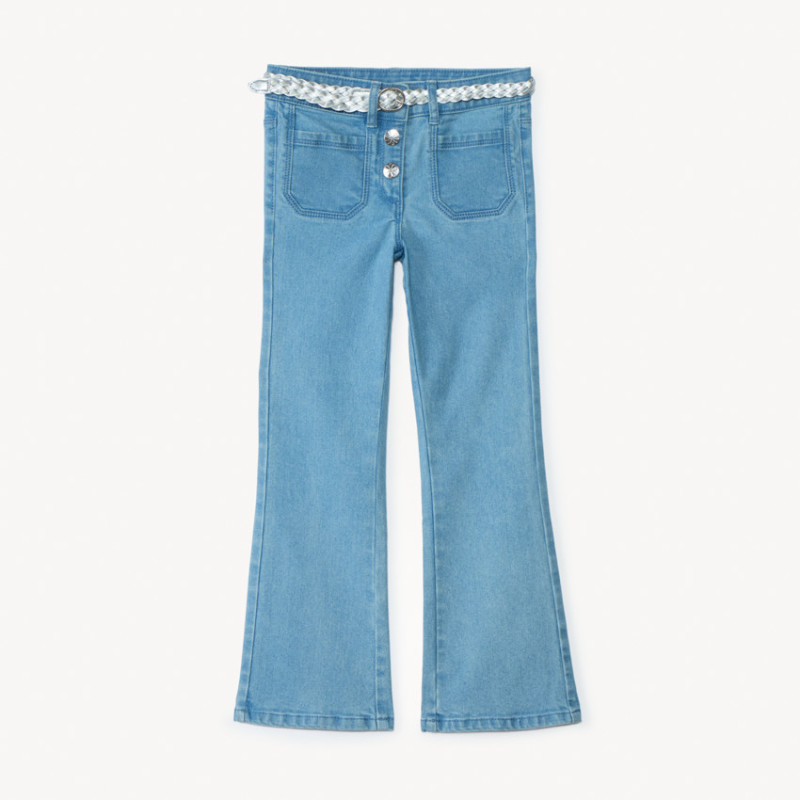 Jean flare avec ceinture tressée pour fille