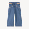 Jean large brodé avec ceinture tressée fille