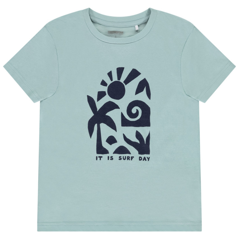 T-shirt manches courtes uni avec print fantaisie garçon