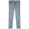 Jean skinny effet délavé avec jacron en simili cuir fille