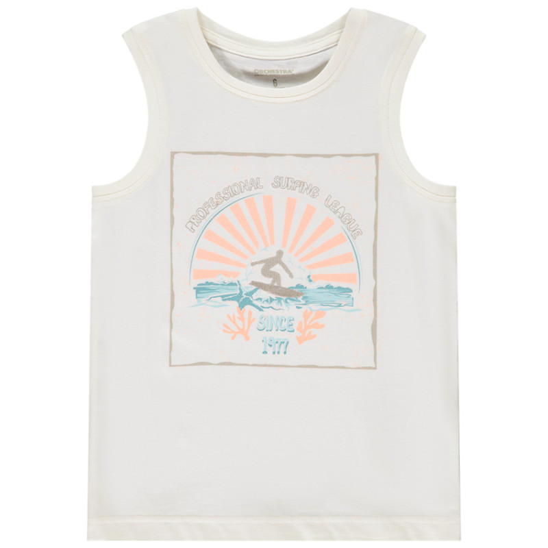 Débardeur avec print et broderie surfer garçon