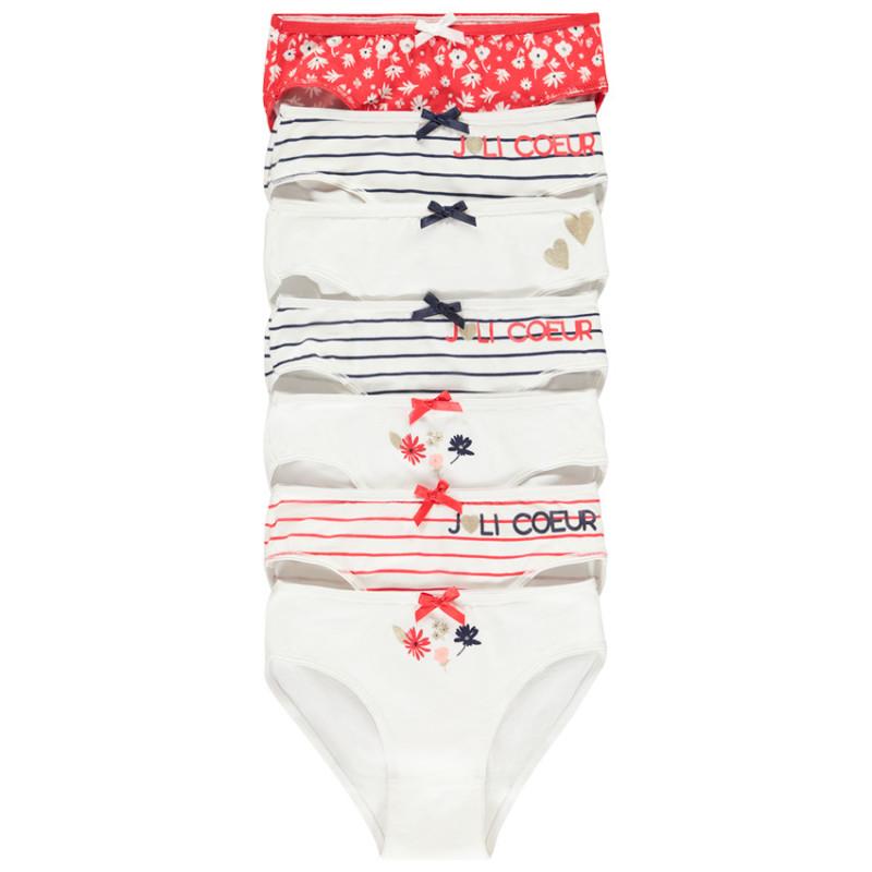 Lot de 7 culottes fantaisie rayées/fleuries fille