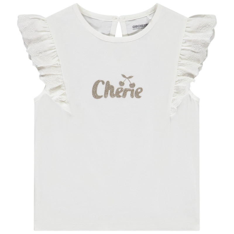 T-shirt manches courtes brodées à print pailleté pour bébé f