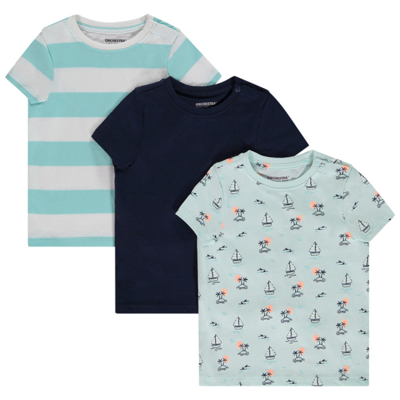 Lot de 3 t-shirts manches courtes unies et imprimées pour bé