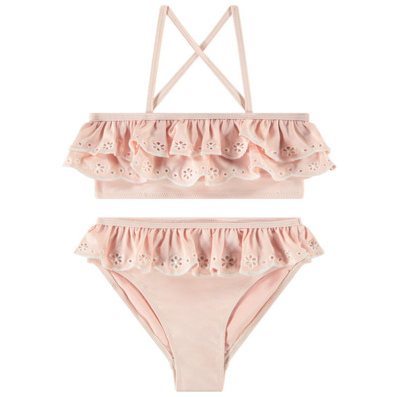 Maillot de bain 2 pièces à volants fille
