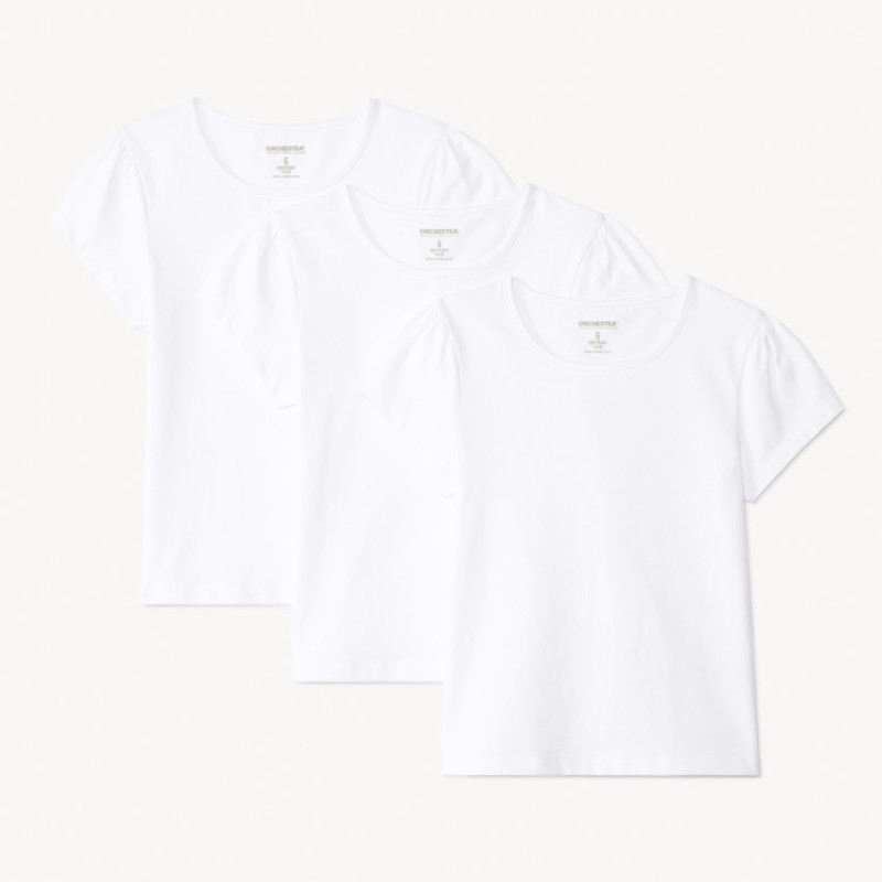 Lot de 3 t-shirts manches courtes unis blancs fille