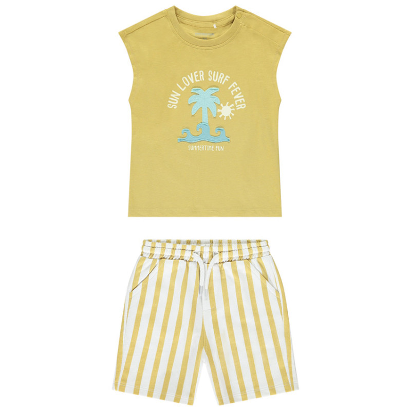 Ensemble débardeur slub + short rayé en molleton pour bébé g