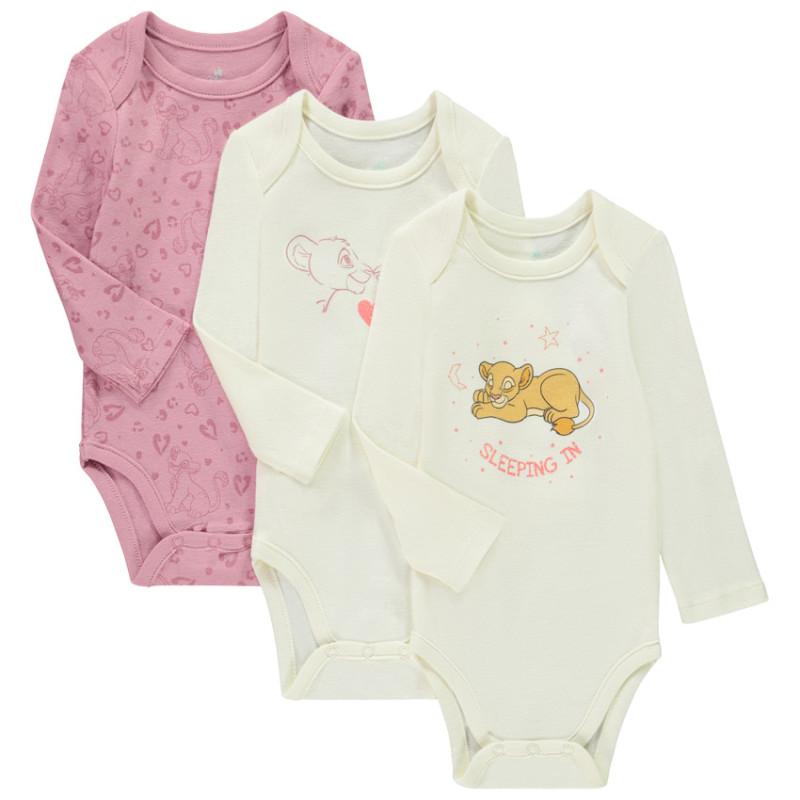 Lot de 3 bodies manches longues Nala Disney pour bébé fille