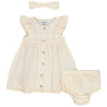 Ensemble 3 pièces robe + bloomer + bandeau à pois pour bébé 