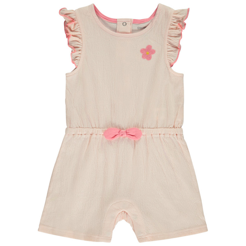 Combishort effet froissé à fleur brodée pour bébé fille