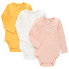 Lot de 3 bodies unis à manches longues en coton pour bébé fi