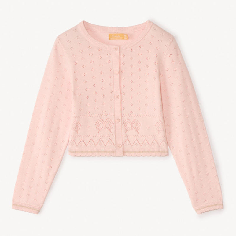 Gilet manches longues en tricot fantaisie fille