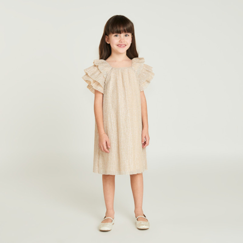 Robe à manches courtes papillon pailletées fille