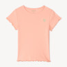 T-shirt manches courtes en maille côtelée uni broderie cœur 
