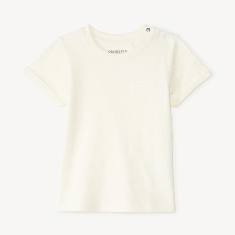 T-shirt manches courtes uni en jersey effet pop-corn pour bé