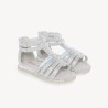 Sandales argentées texturées à zip + double velcros fille