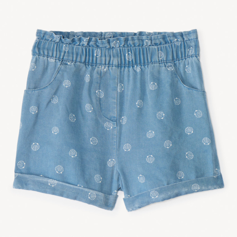 Short en sergé imprimé fantaisie pour bébé fille