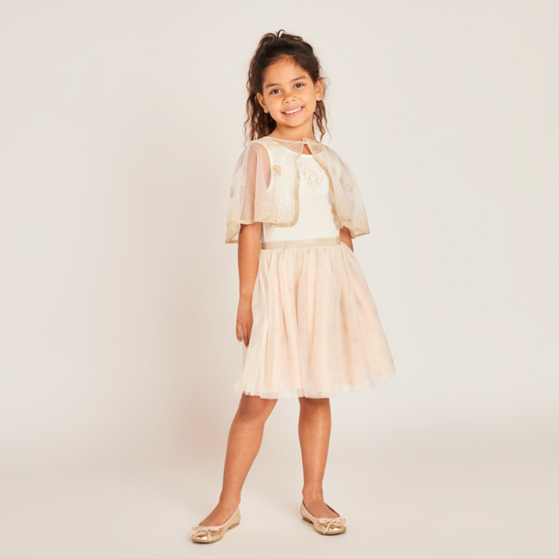Robe sans manches bi-matières avec cape papillon fille