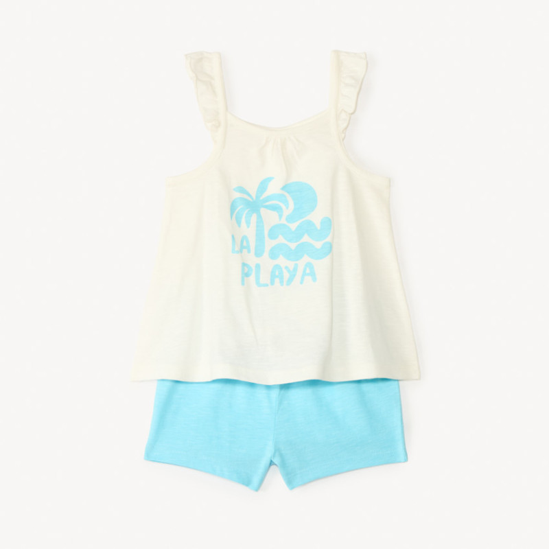 Ensemble court 2 pièces débardeur à volants + short pour béb