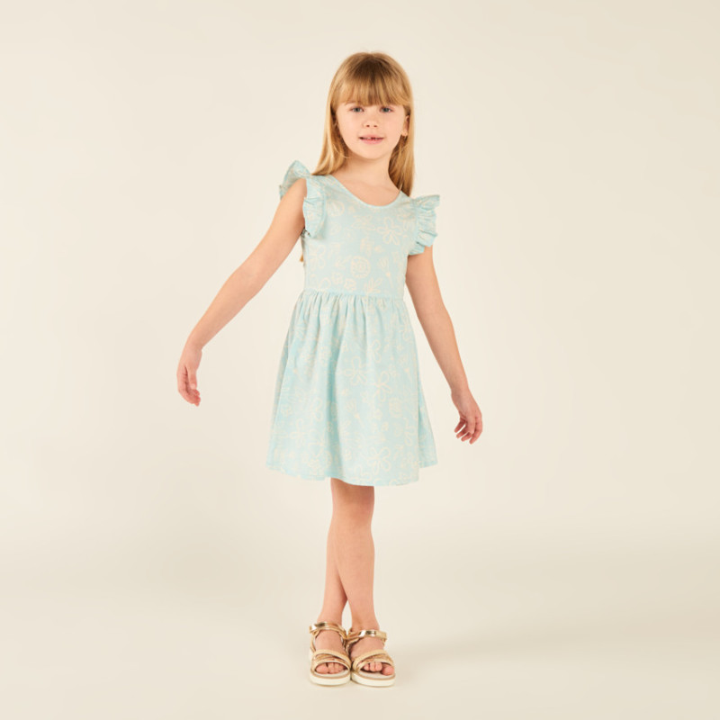 Robe manches courtes imprimée fleurie à dos nu fille