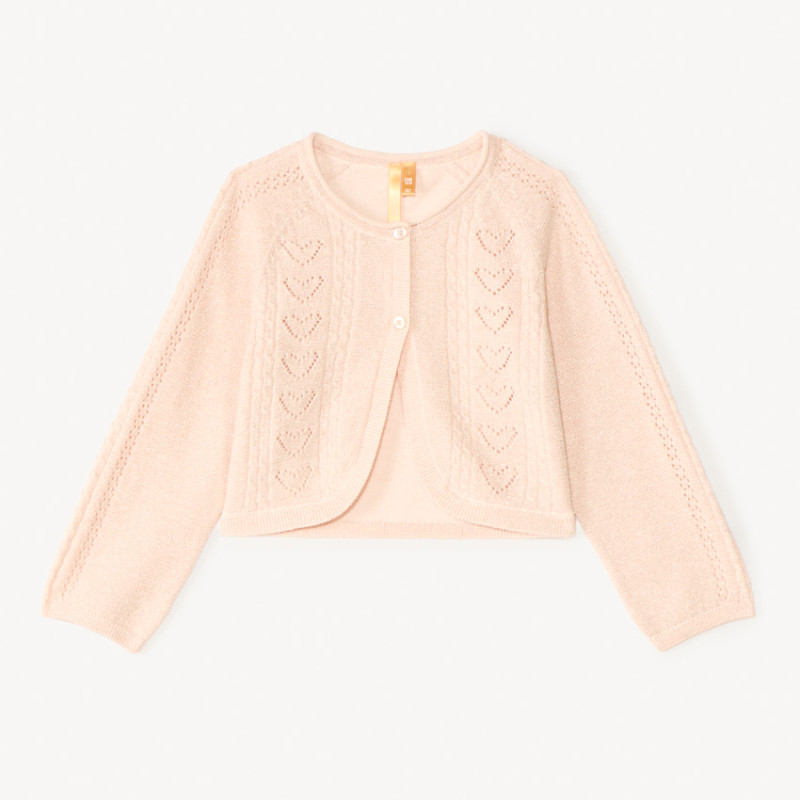 Boléro à manches longues en tricot ajouré et fil style métal