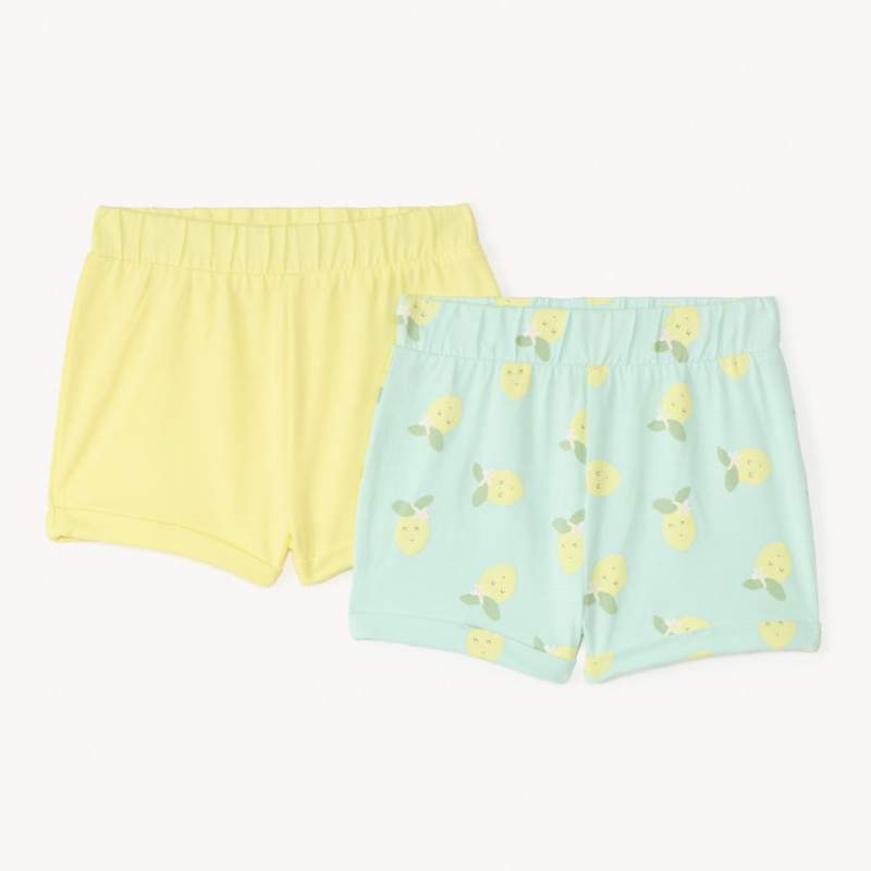 Lot de 2 shorts en jersey uni et imprimé fantaisie pour bébé