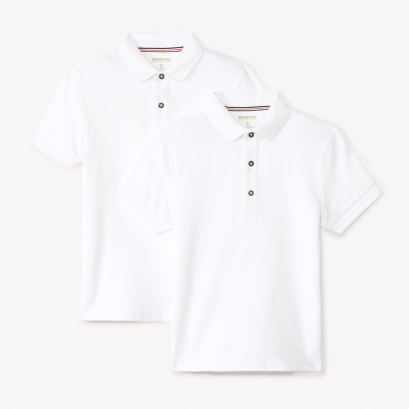 Lot de 2 polos manches courtes unis blancs garçon