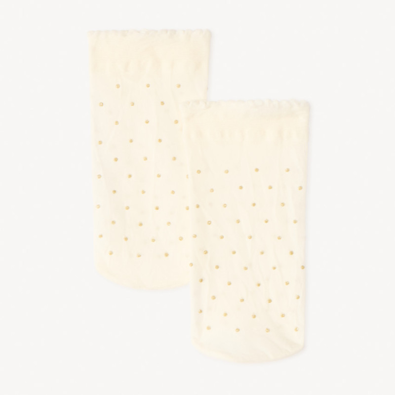 Chaussettes normale uni à pois en lurex dorée fille