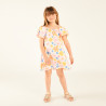 Robe manches courtes en sergé imprimée fleurs fille