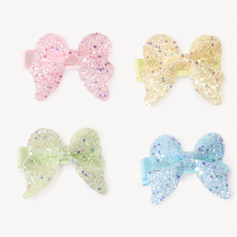 Lot de 4 barrettes pailletées en forme de papillon fille