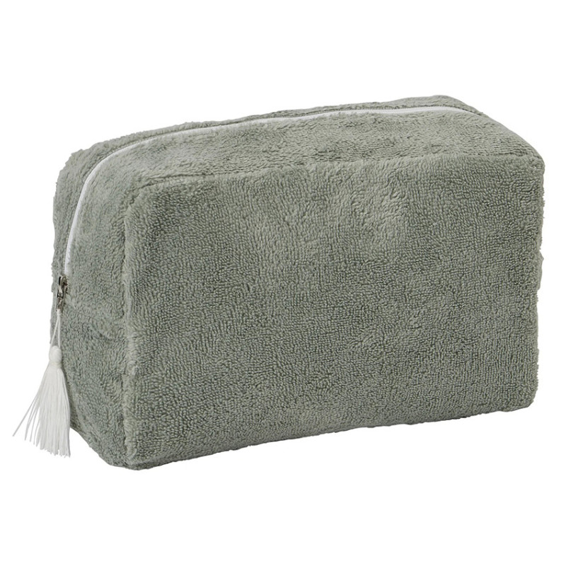 Trousse de toilette éponge bambou vert de gris