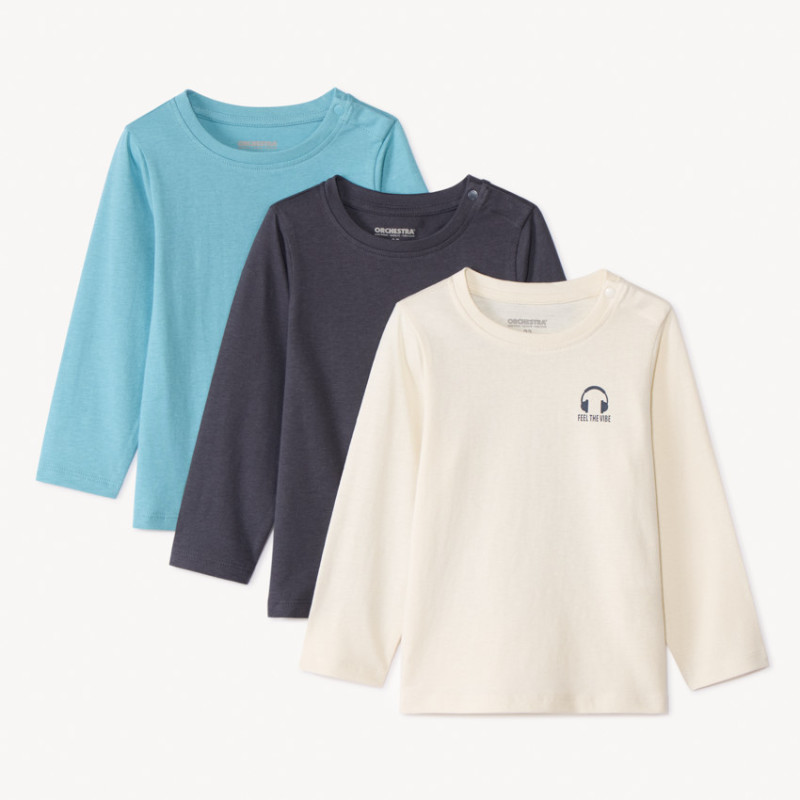 Lot de 3 t-shirts manches longues printé pour bébé garçon