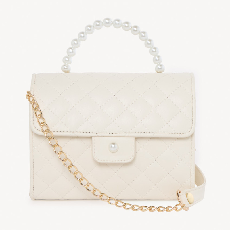 Sac bandoulière effet cuir matelassé à perles pour fille