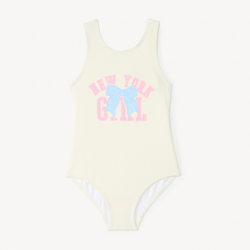 Maillot de bain 1 pièce texturé avec print fantaisie fille