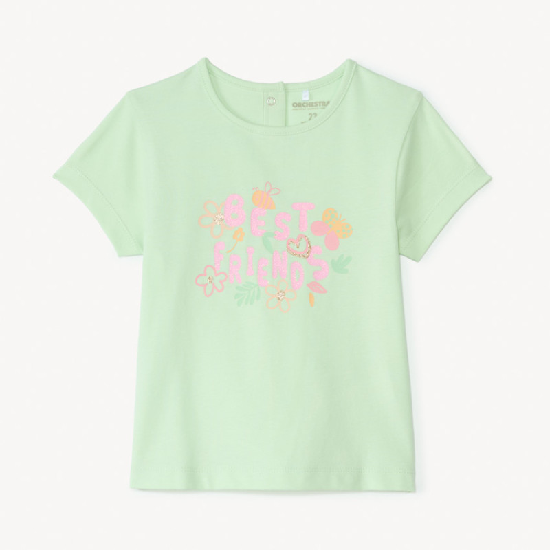 T-shirt manches courtes print fantaisie pailleté pour bébé f