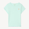 T-shirt manches courtes en maille côtelée uni broderie cœur 