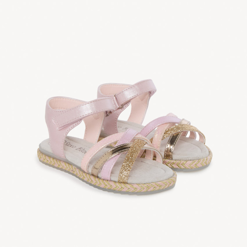 Sandales violettes à paillettes dorées fille