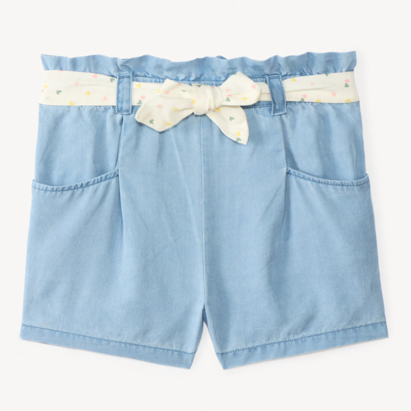 Short avec ceinture à nouer imprimé cœurs pour bébé fille