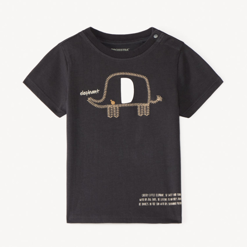 T-shirt manches courtes broderie éléphant pour bébé garçon