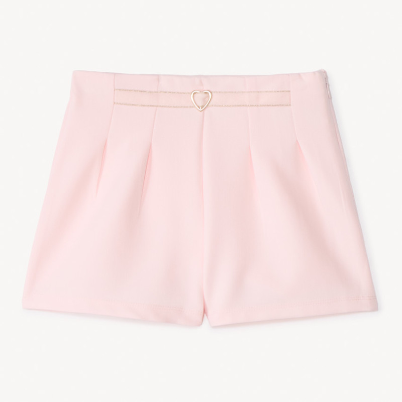 Short en twill uni avec ceinture en tissu fille
