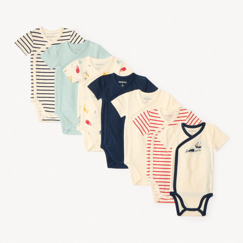Lot de 7 bodies manches courtes motifs marins pour bébé garç