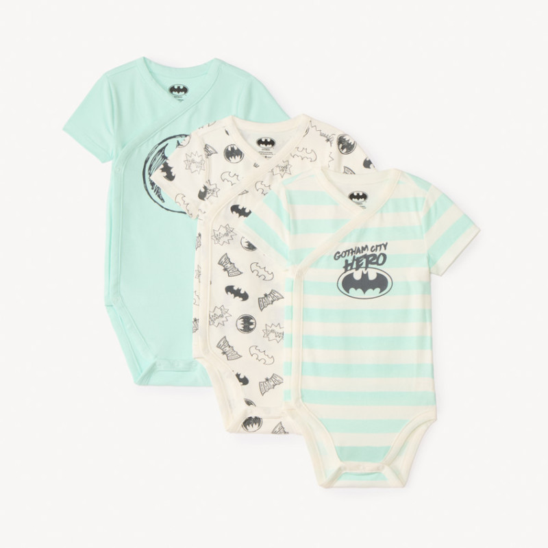Lot de 3 bodies manches courtes Batman Warner pour bébé garç