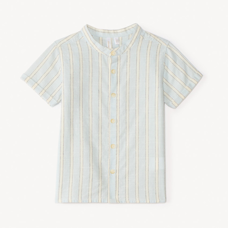 Chemise manches courtes col mao à rayures pour bébé garçon